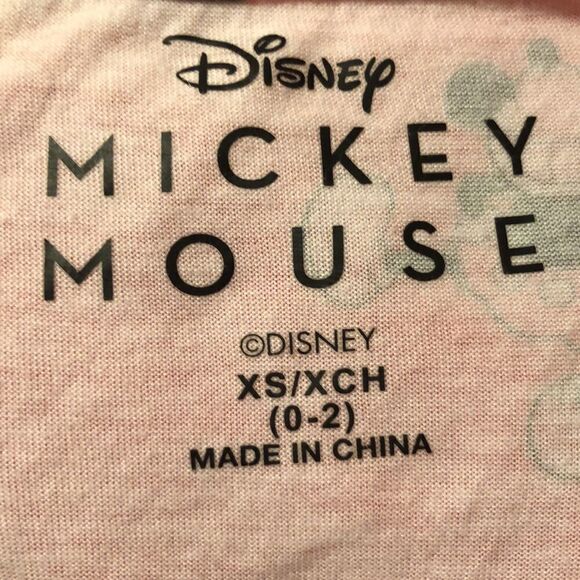 Disney 0-2 XS Coral Black White Mickey Mouse Short Sleeve Top & Shorts PJ Set - Picture 12 of 12